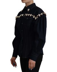 Dolce & Gabbana - Denim Crystal Embellish Cotton Jacket Clothing - Lyst