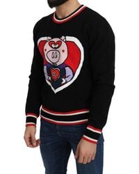 Dolce & Gabbana - Dolce Gabbana Black Cashmere Pig Of The Year Pullover Sweater - Lyst
