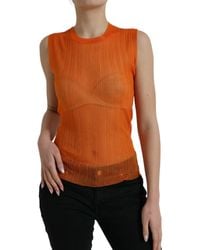 Dolce & Gabbana - See Through Crew Neck Blouse Tank Top - Lyst