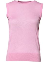 Dolce & Gabbana - Cashmere Round Neck Sleeveless Tank Top - Lyst