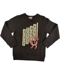 Gucci Boys Cotton Logo Print Dragon Patch Sweatshirt 10 Xs 547560 - Black