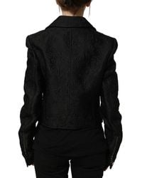 Dolce & Gabbana - Black Floral Brocade Biker Blouson Jacket - Lyst