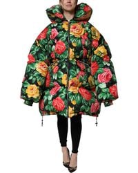Dolce & Gabbana - Floral Puffer Hooded Jacket - Lyst