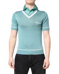 Dolce & Gabbana - Short Sleeve Knit Vneck Top - Lyst