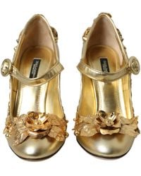 Dolce & Gabbana - Leather Crystal Mary Janes Pumps Shoes - Lyst