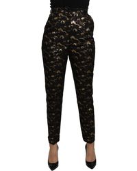 Dolce & Gabbana - Black Gold Brocade High Waist Pants - Lyst