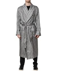 Dolce & Gabbana - Silk Robe Shawl Collar Long Sleeves - Lyst