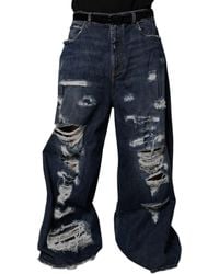 Dolce & Gabbana - Wide Leg Distressed Jeans - Lyst