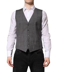 Dolce & Gabbana - Plaid Wool Formal Dress Waistcoat Vest - Lyst