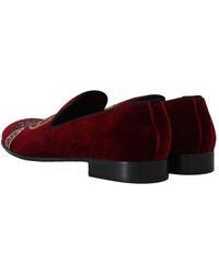 Dolce & Gabbana - Velvet Loafers Gun Horseshoe Shoes Cotton - Lyst