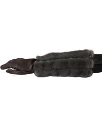 Dolce & Gabbana - Brown Mid Arm Length Leather Fur Gloves - Lyst