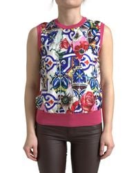 Dolce & Gabbana - Floral Quilted Sleeveless Top - Lyst