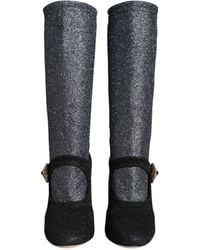 Dolce & Gabbana - Crystal Mary Janes Booties Shoes And Nylon Spandex (Stretch) - Lyst