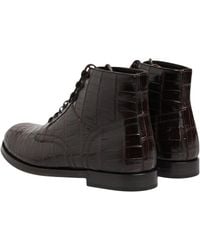 Dolce & Gabbana - Dark Brown Leather Lace Up Short Boots Shoes - Lyst