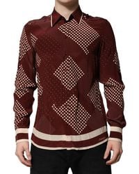 Dolce & Gabbana - Dotted Silk Long Sleeve Casual Shirt - Lyst