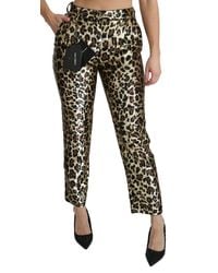 Dolce & Gabbana - Brown Leopard Sequined High Waist Pants - Lyst