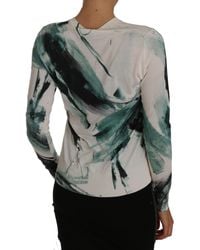 Dolce & Gabbana - White Silk Cardigan Lightweight Paint Stroke Sweater - Lyst