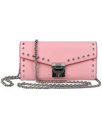 MCM Leather Patricia Crossbody Studded Large Chain Wallet Myl9spa40qb001 - Pink