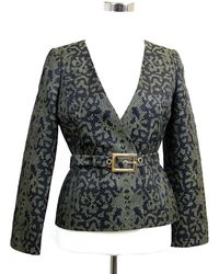 Gucci - Cotton Silk Acrylic Print Belt Runway Blazer Jacket - Lyst