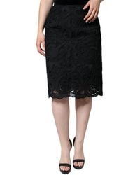 Dolce & Gabbana - Floral Lace High Waist Pencil Cut Skirt - Lyst