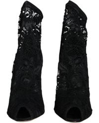 Dolce & Gabbana - Lace Stretch Heels Mid Calf Boot Shoes - Lyst