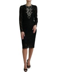 Dolce & Gabbana - Nylon Lace Embellished Sheath Dress - Lyst