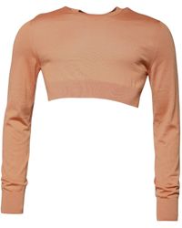 Dolce & Gabbana - Cropped Knit Sweater Long Sleeves - Lyst