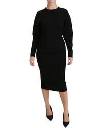 Dolce & Gabbana - Bodycon Sheath Midi Stretch Dress - Lyst
