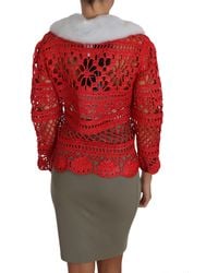 Dolce & Gabbana - Cardigan Crochet Knit Raffia Sweater - Lyst