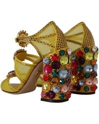 Dolce & Gabbana - Leather Crystal Ayers Sandals Shoes - Lyst