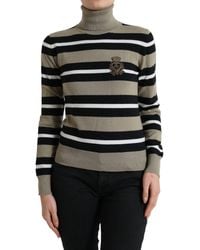 Dolce & Gabbana - Stripes Logo Turtle Neck Pullover Sweater - Lyst