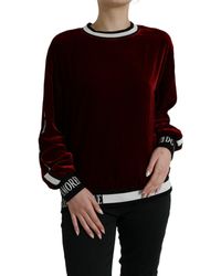 Dolce & Gabbana - Velvet Round Neck Pullover Sweater - Lyst