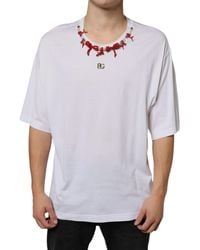 Dolce & Gabbana - Cotton Necklace Embellished T-Shirt - Lyst