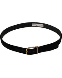 Dolce & Gabbana - Velvet Leather Tone Metal Buckle Belt - Lyst