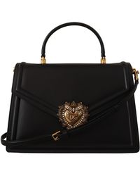 Dolce & Gabbana Leather Large Shoulder Devotion Bag - Black