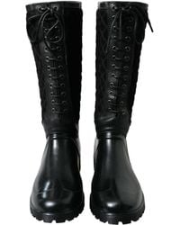 Dolce & Gabbana - Chioggia Rubber Suede Rain Boots Shoes - Lyst
