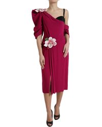Dolce & Gabbana - Flower Embellished One Shoulder Dress - Lyst