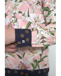 Dolce & Gabbana - Cotton Polka Dot Lily Print Collared Shirt - Lyst