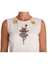 Dolce & Gabbana - Silk Embellished Crystal Sequin Fairy Top - Lyst