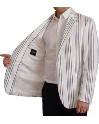 Dolce & Gabbana - Stripes Cotton Single Breasted Blazer Nylon Elastane Clothing - Lyst