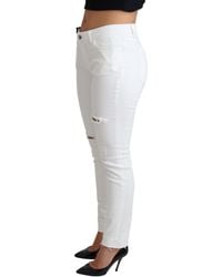 Dolce & Gabbana - Tattered Skinny Denim Cotton Stretch Jeans Elastane Clothing - Lyst