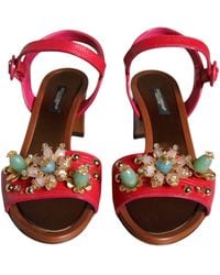 Dolce & Gabbana - Leather Embellished Keira Sandals Shoes Calf - Lyst