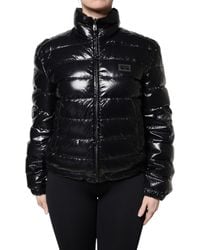 Dolce & Gabbana - Logo Plaque Full Zip Puffer Jacket - Lyst