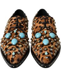 Dolce & Gabbana - Leopard Hair Crystal Dress Broque Shoes - Lyst