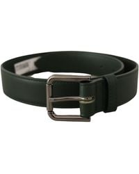 Dolce & Gabbana - Elegant Dark Leather Belt With Logo Buckle - Lyst