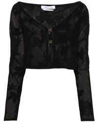 Blumarine - Embroidered Cropped Cardigan - Lyst