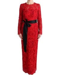 Dolce & Gabbana - Floral Ricamo Sheath Long Dress - Lyst