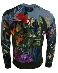 Dolce & Gabbana - Jungle Embroidered Wool-Silk Sweater - Lyst