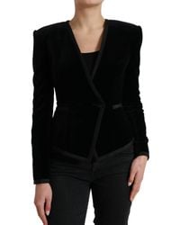 Dolce & Gabbana - Velvet Cotton Double Breasted Jacket - Lyst