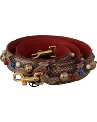 Dolce & Gabbana - Python Leather Studded Shoulder Strap - Lyst